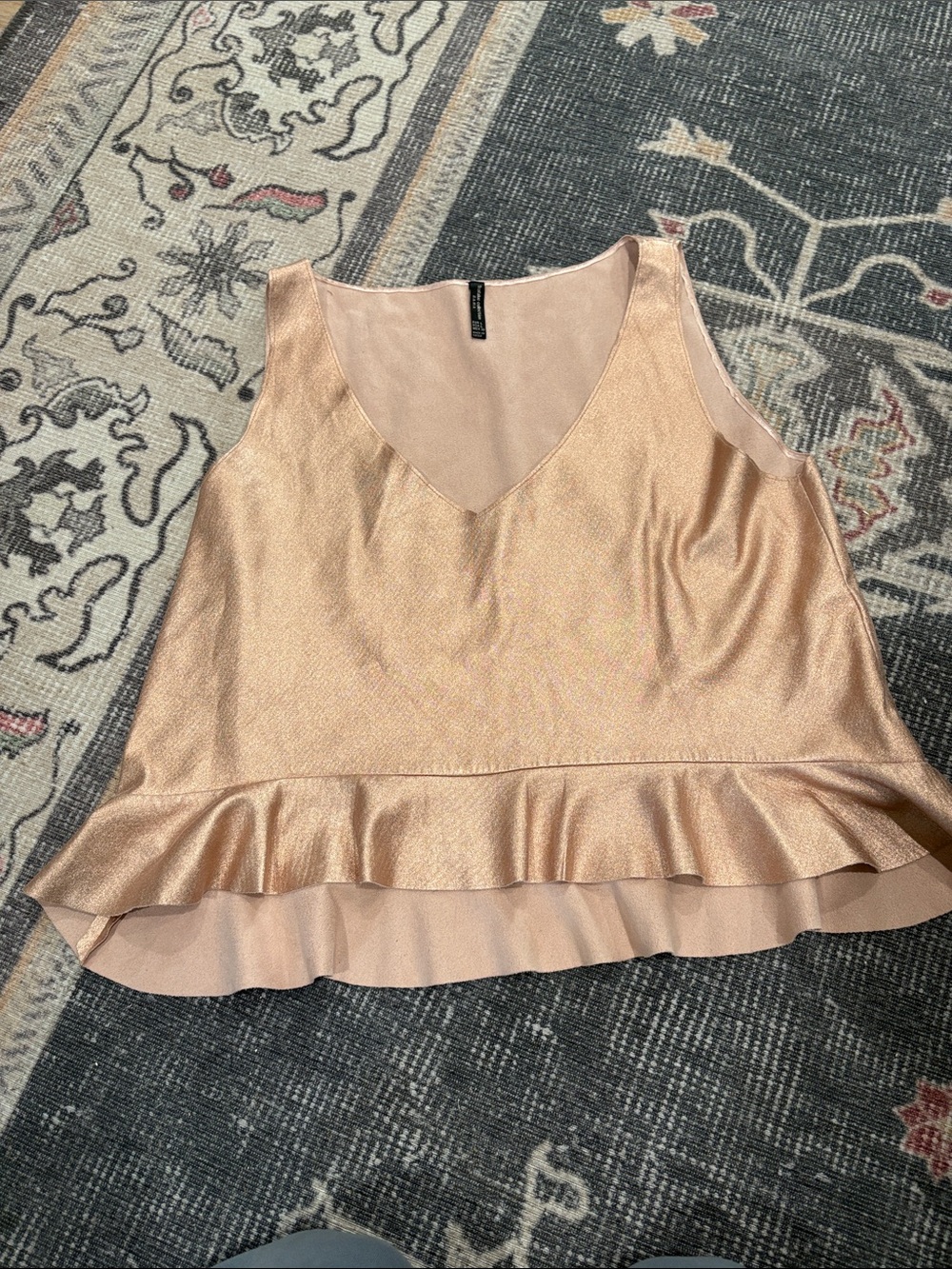 Zara Rose Gold Metallic Peplum Camisole